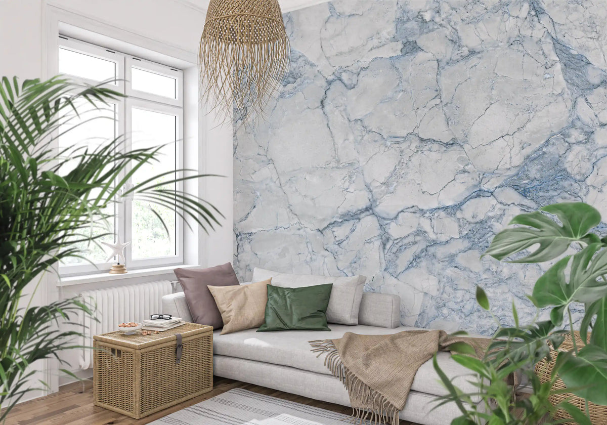 Ethereal Blue Marble Slab Wall Mural