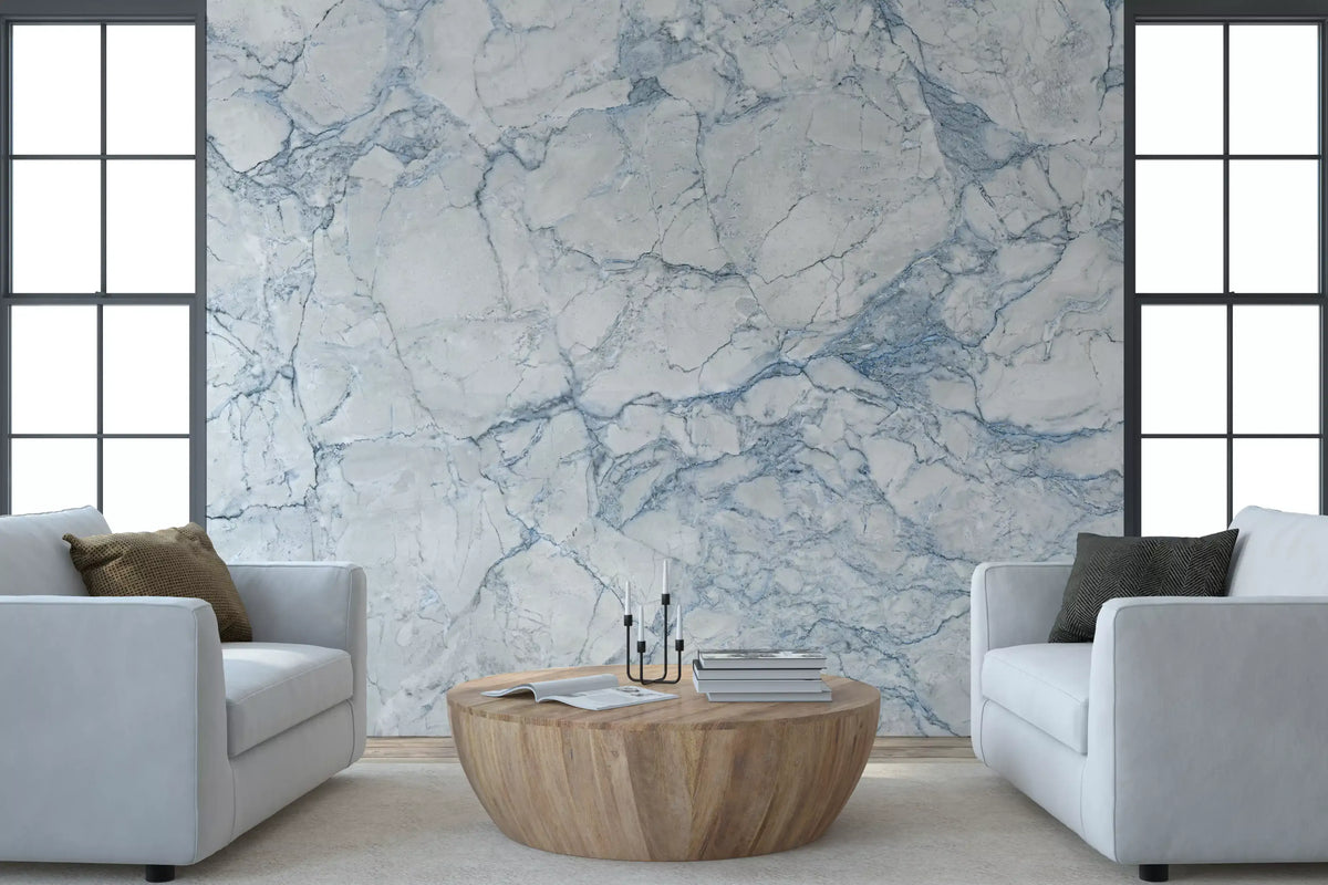Ethereal Blue Marble Slab Wall Mural
