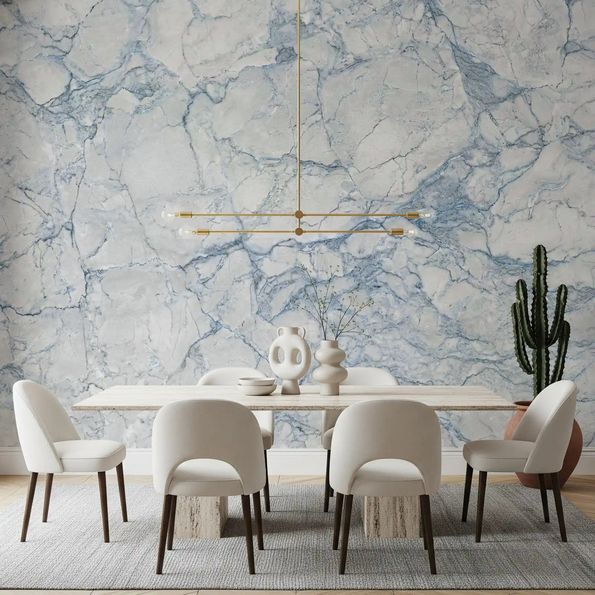 Ethereal Blue Marble Slab Wall Mural