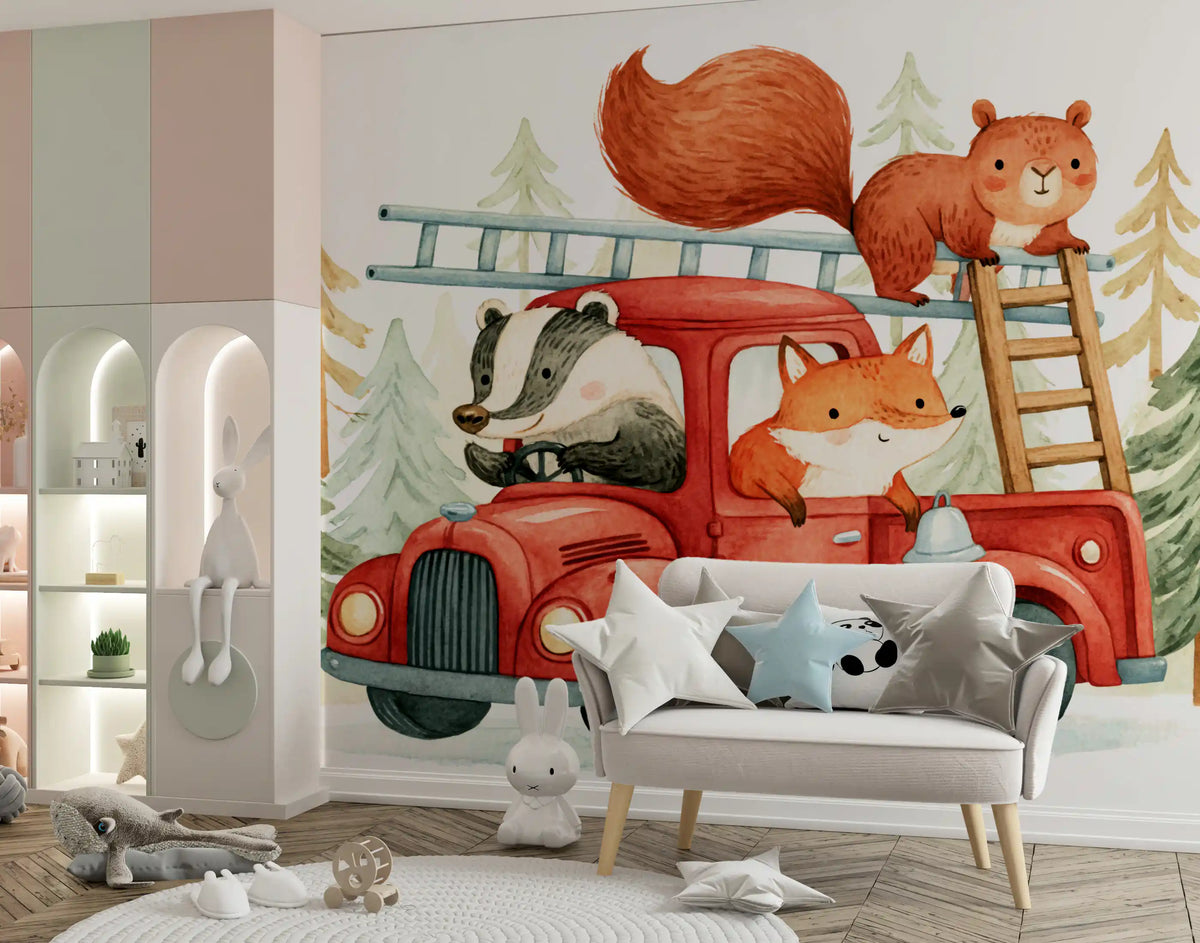 Forest Firefighters Animal Adventure Wall Mural