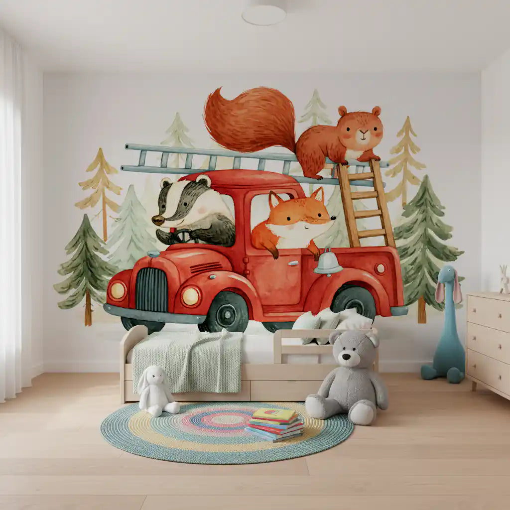 Forest Firefighters Animal Adventure Wall Mural