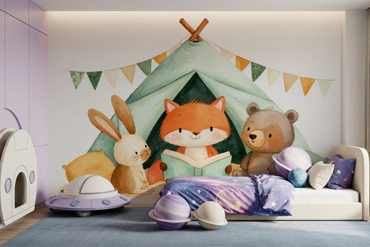 Fox and Friends Camping Adventure Wall Mural