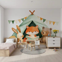 Fox and Friends Camping Adventure Wall Mural