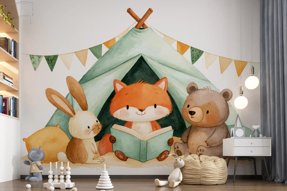Fox and Friends Camping Adventure Wall Mural