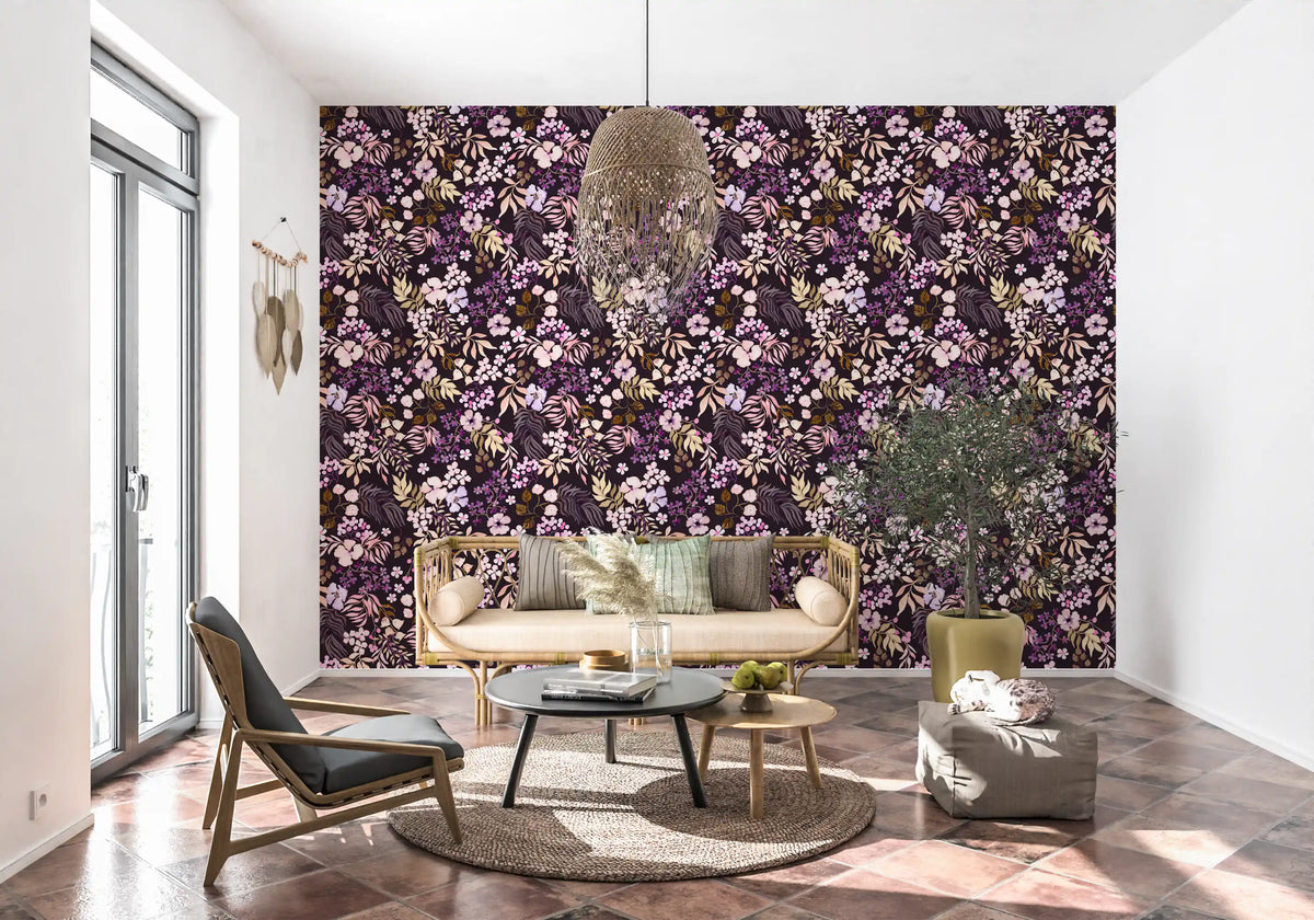 Dark Botanical Wildflowers Wallpaper⁠