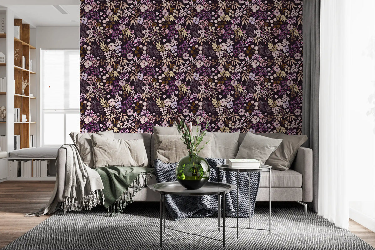 Dark Botanical Wildflowers Wallpaper⁠