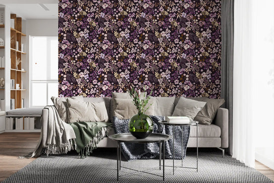 Dark Botanical Wildflowers Wallpaper⁠