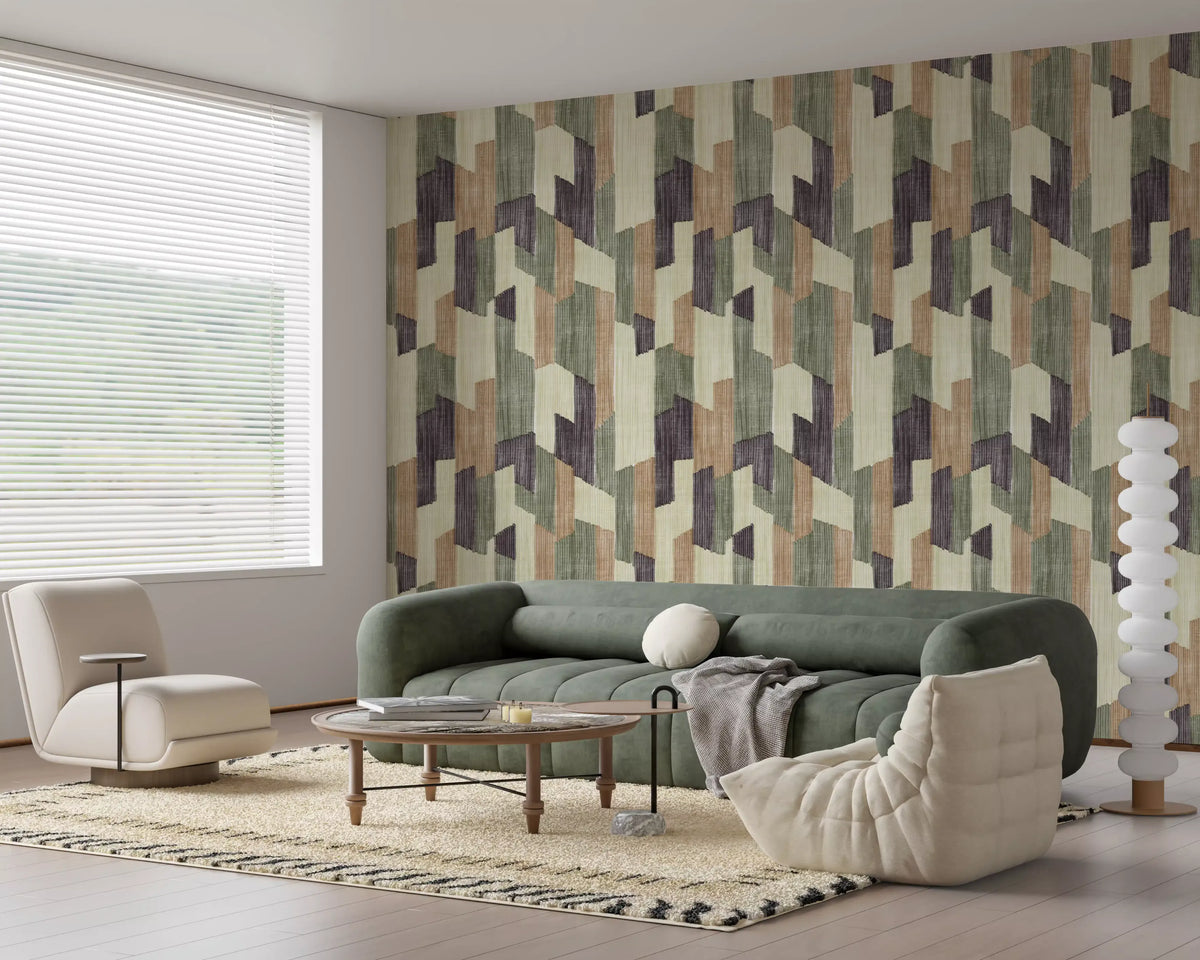 Modern Textured Hand Painted Geometries Calm Wallpaper⁠