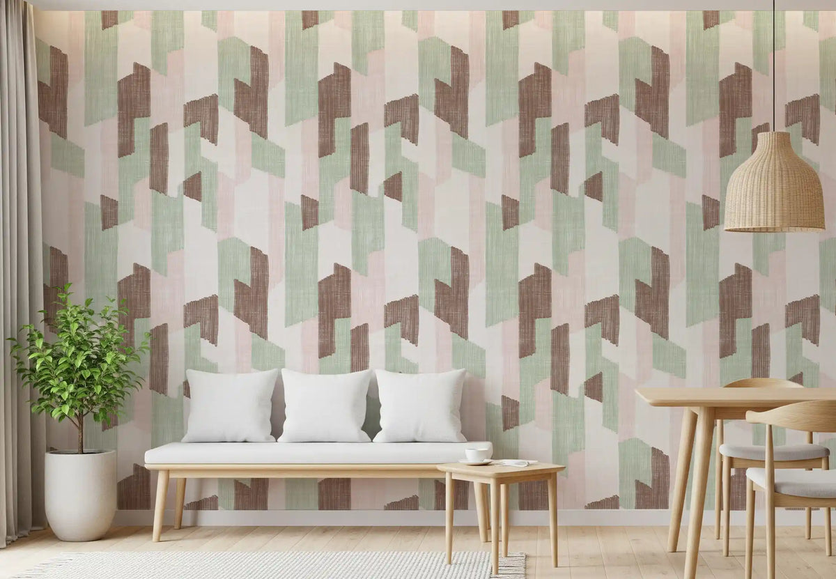 Modern Textured Hand Painted Geometries Delight Wallpaper⁠