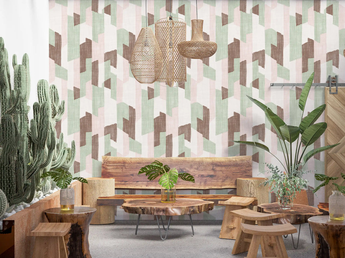 Modern Textured Hand Painted Geometries Delight Wallpaper⁠