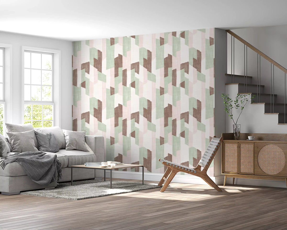 Modern Textured Hand Painted Geometries Delight Wallpaper⁠
