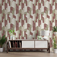 Modern Textured Hand Painted Geometries Earthy Wallpaper⁠
