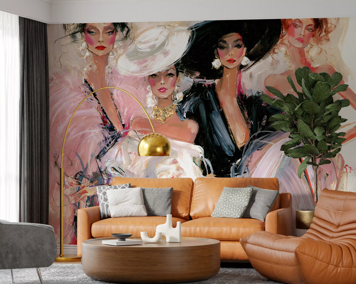 High Fashion Painted Portraits Wall Mural