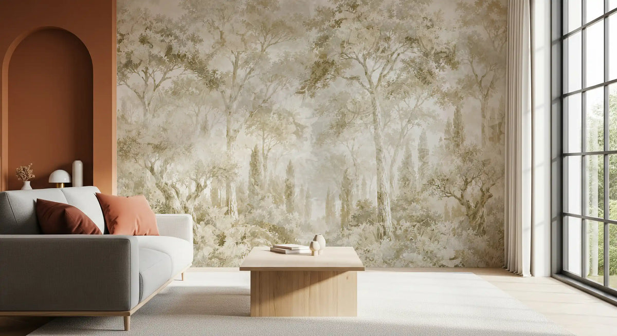 Oatmeal Mist Tuscan Forest Path Wall Mural