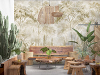 Oatmeal Mist Tuscan Forest Path Wall Mural