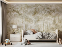 Oatmeal Mist Tuscan Forest Path Wall Mural