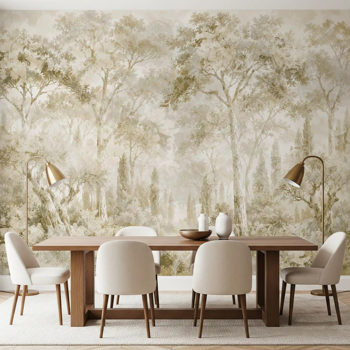 Oatmeal Mist Tuscan Forest Path Wall Mural