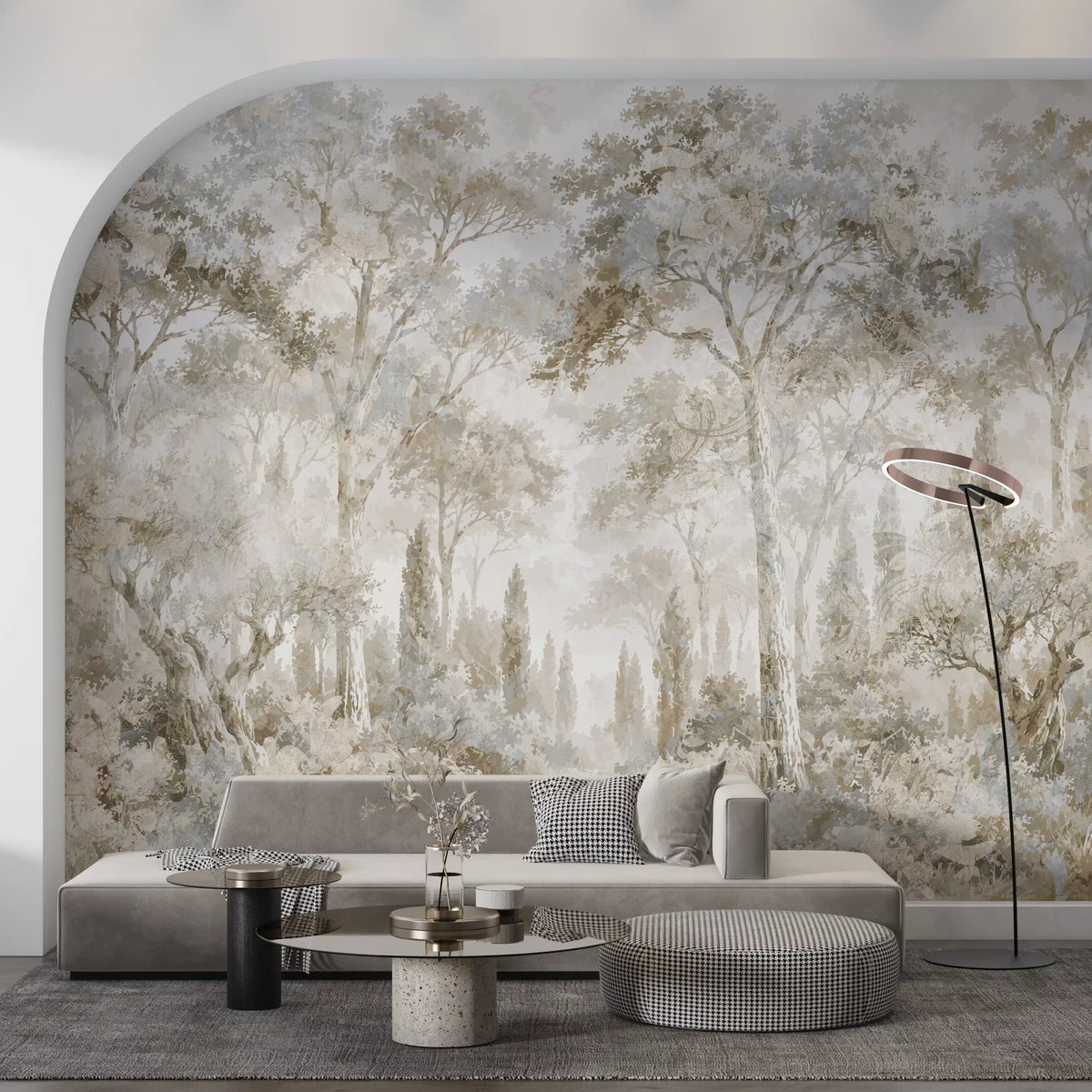 Misty Tuscan Forest Path Wall Mural