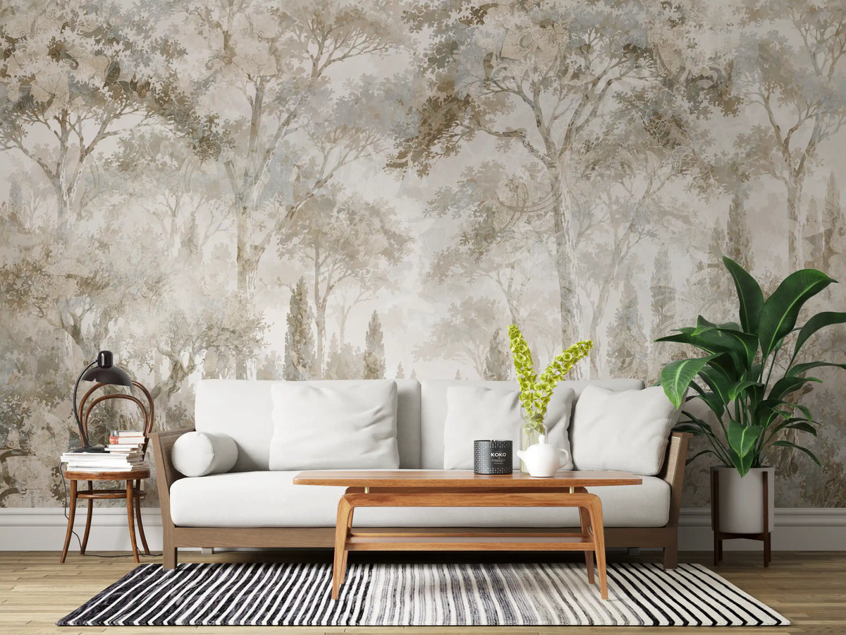 Misty Tuscan Forest Path Wall Mural
