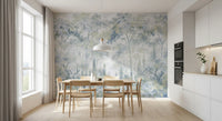 Misty Icy Blue Tuscan Forest Path wall mural