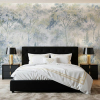 Misty Icy Blue Tuscan Forest Path wall mural
