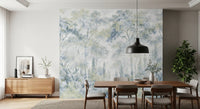 Misty Icy Blue Tuscan Forest Path wall mural