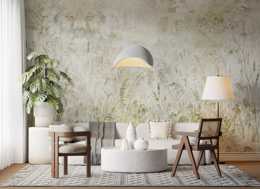 Botanical Damask Wildflower Meadow Wall Mural