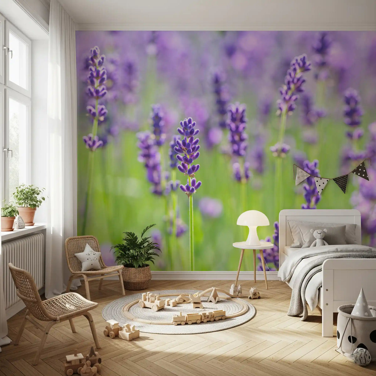 Abstract Floral Lavender Harmony Wall Mural