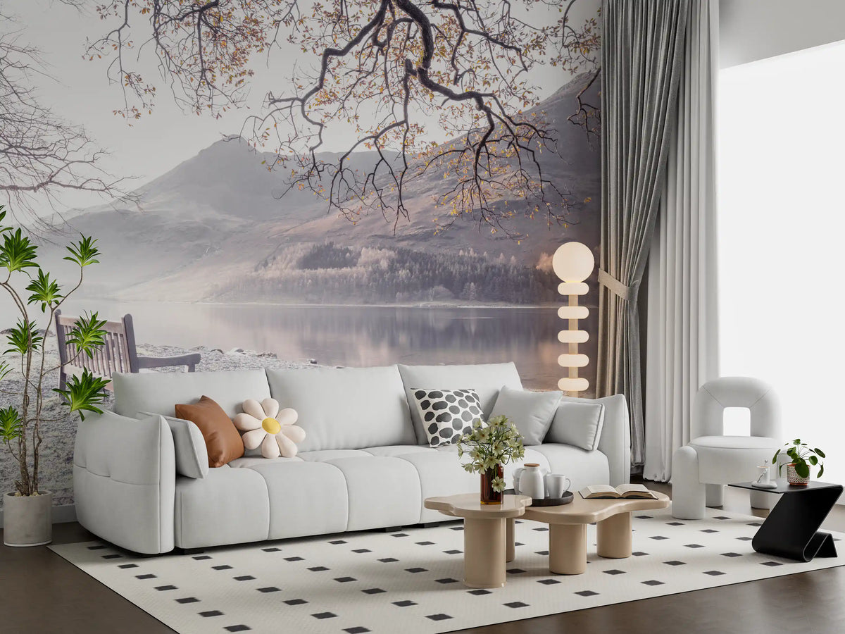 Misty Morning Mountain Vista Wall Mural
