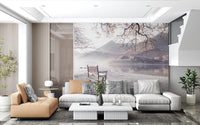 Misty Morning Mountain Vista Wall Mural