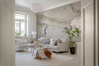 Serene Japanese Landscape & Crane Mural Wall Mural