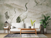Nature's Fusion Japanese Cranes Mural Wall Mural