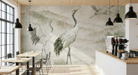 Nature's Fusion Japanese Cranes Mural Wall Mural