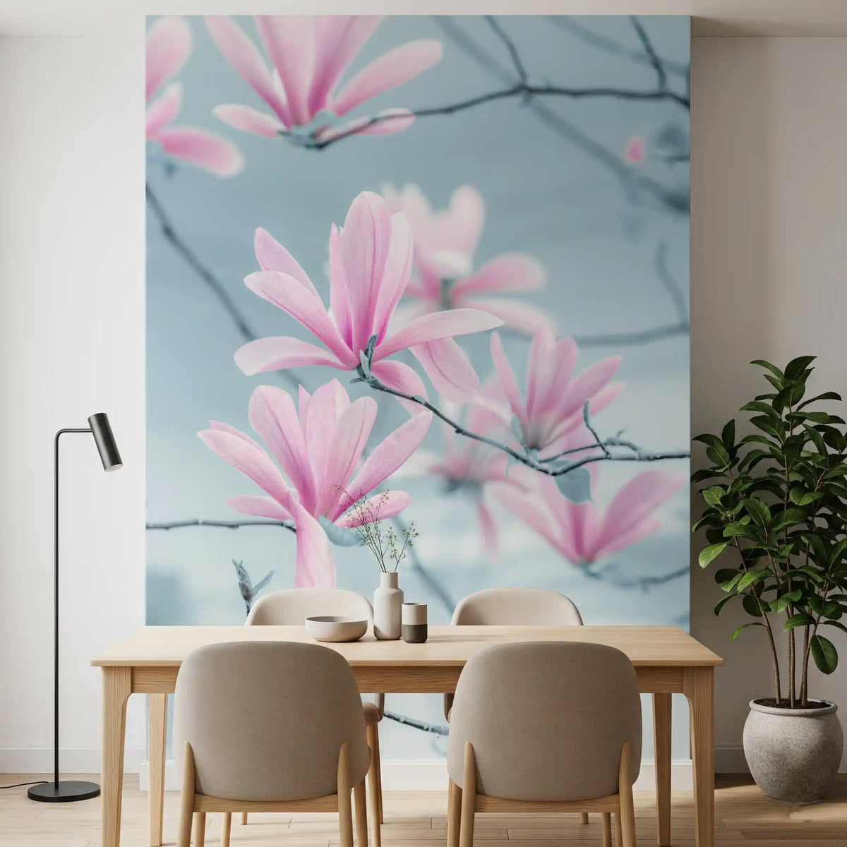 Minimalist Magnolia Branches Wall Mural