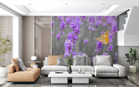 Purple Petals and Butterfly Garden Wall Mural