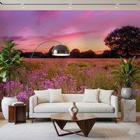 Purple Horizon Meadow Landscape Wall Mural