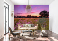Purple Horizon Meadow Landscape Wall Mural