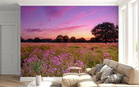 Purple Horizon Meadow Landscape Wall Mural