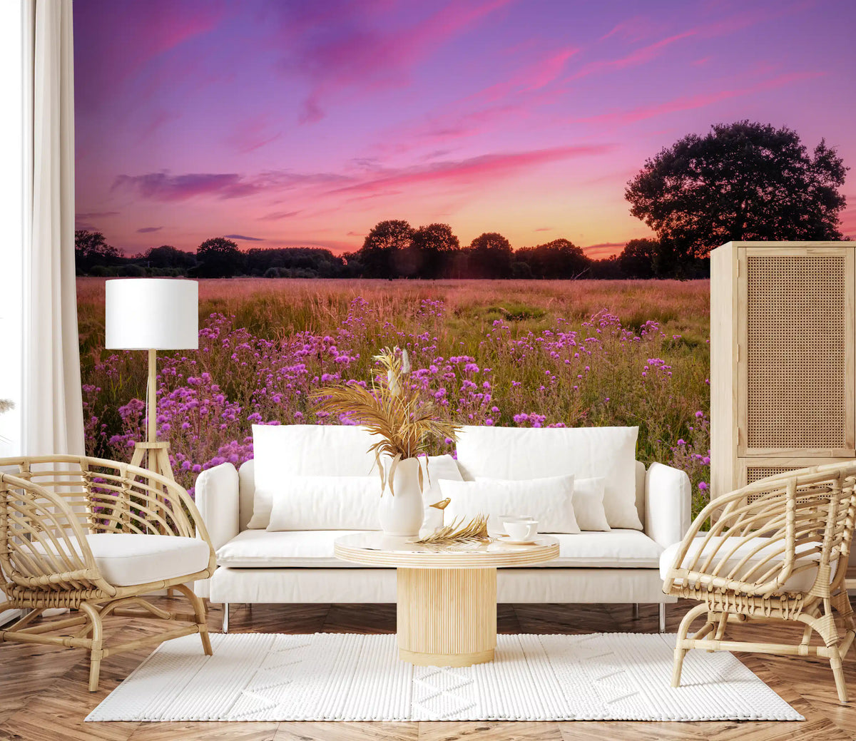 Purple Horizon Meadow Landscape Wall Mural