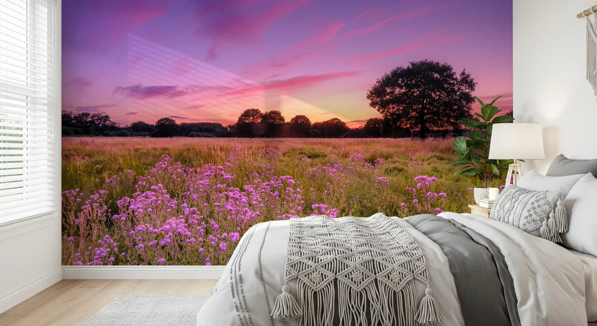 Purple Horizon Meadow Landscape Wall Mural