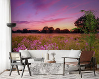 Purple Horizon Meadow Landscape Wall Mural