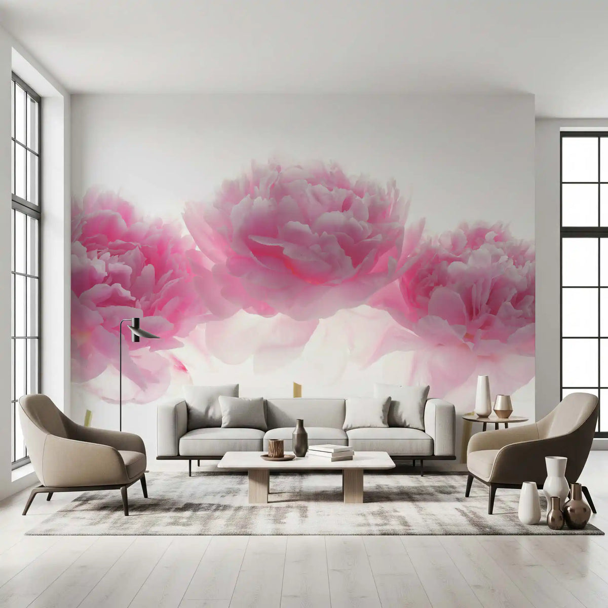 Minimalist Blush Petals Wall Mural