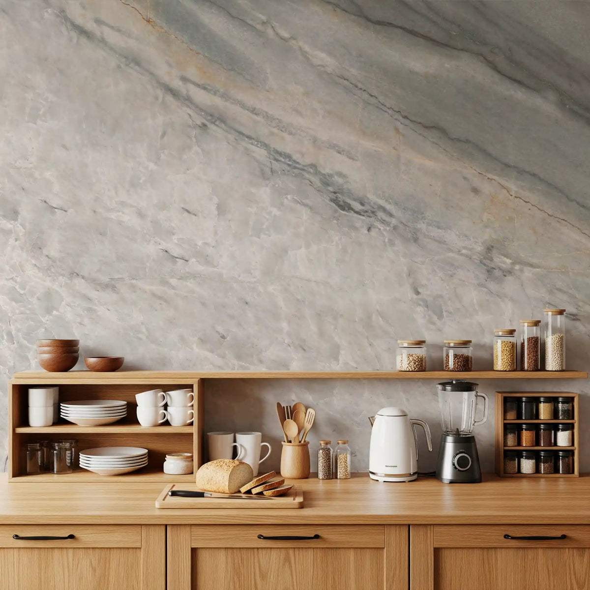 Serene Grey Marble Texture Wall Mural