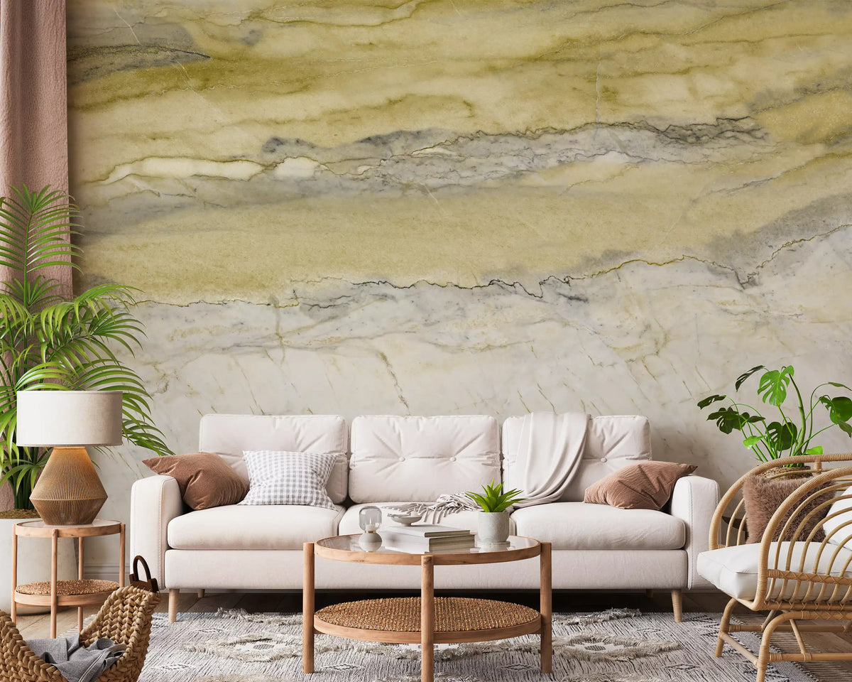 Golden Veined Ochre Marble Texture Wall Mural