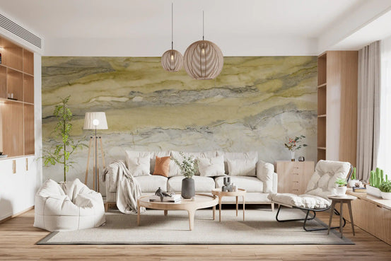 Golden Veined Ochre Marble Texture Wall Mural