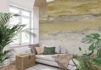 Golden Veined Ochre Marble Texture Wall Mural