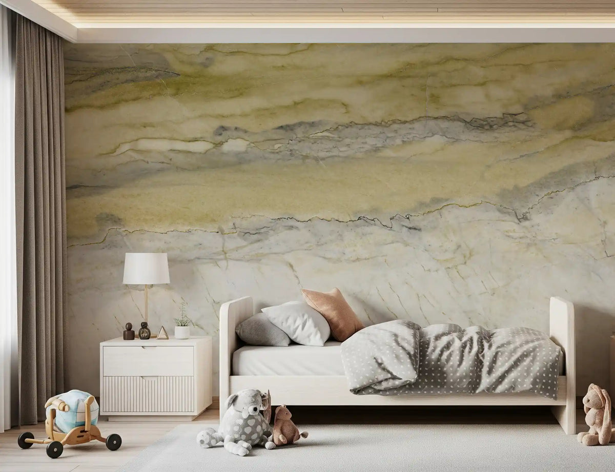 Golden Veined Ochre Marble Texture Wall Mural