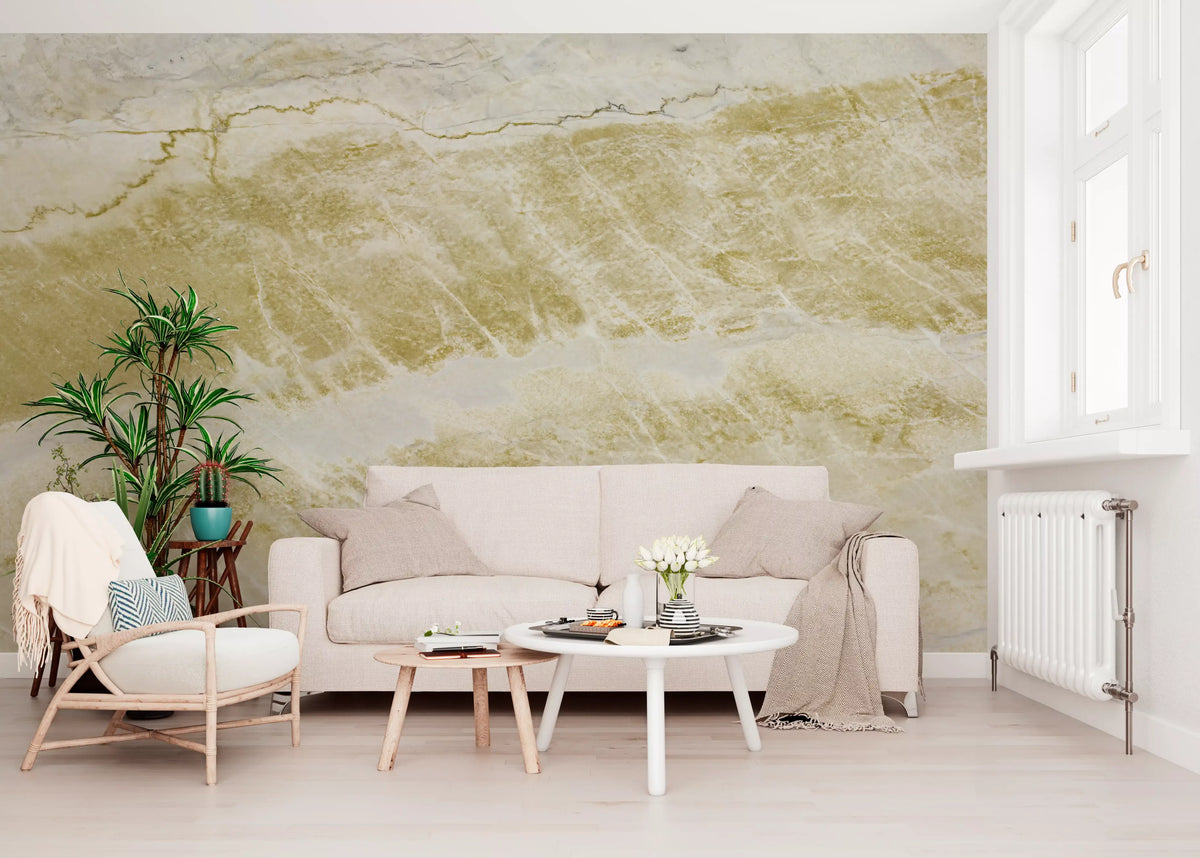 Golden Vein Natural Marble Stone Effect Wall Mural