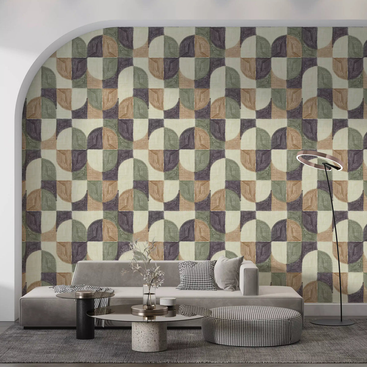 Bold Textured Hand Painted Geometries Curated Harmony Tones Wallpaper⁠