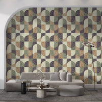 Bold Textured Hand Painted Geometries Curated Harmony Tones Wallpaper⁠